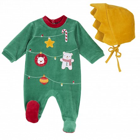 Costum pentru bebeluși cu print de Crăciun