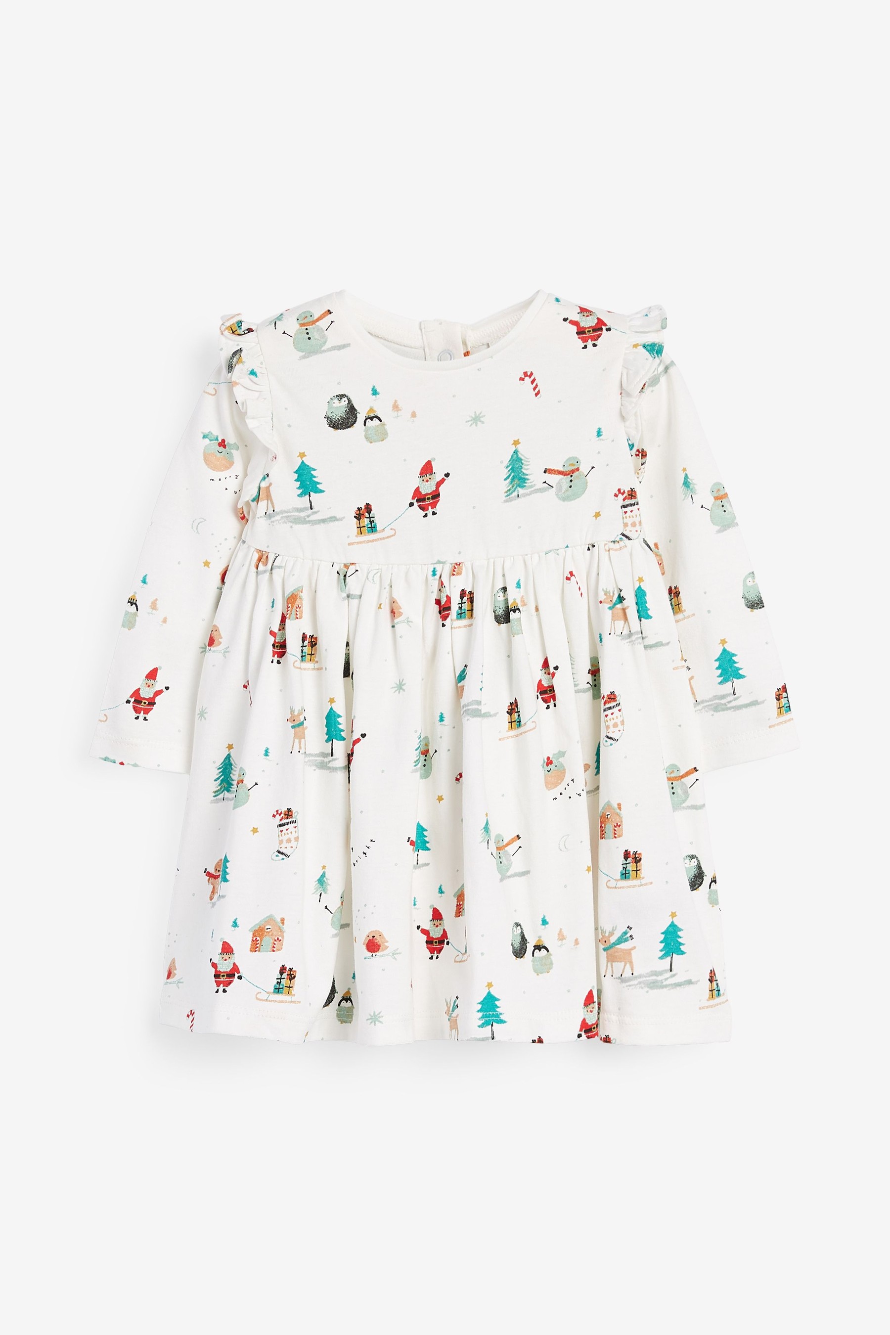 Rochiță bebeluși cu print de Crăciun