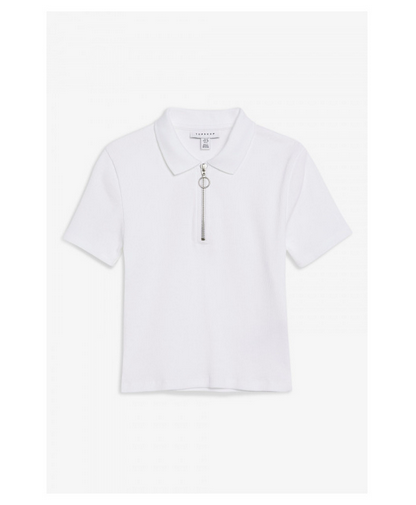 Tricou polo cu maneci scurte si fermoar Topshop