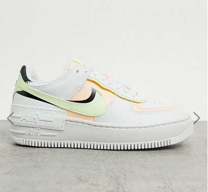 nike air force shadow in white pink and green