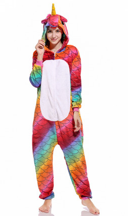 Onesie pijama intreaga model unicorn multiolor