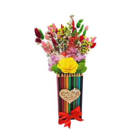 Aranjament floral creioane colorate